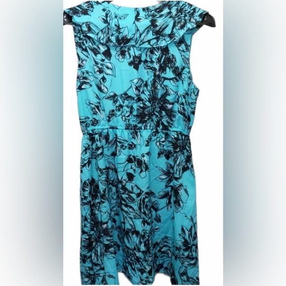 NWOT BCBGeneration Teal Ruffle Floral Sleevless Dress - Picture 4 of 7